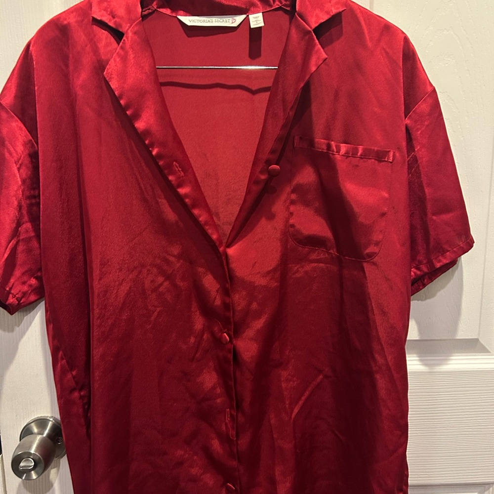 Victoria's Secret Deep Red Satin Shirt
